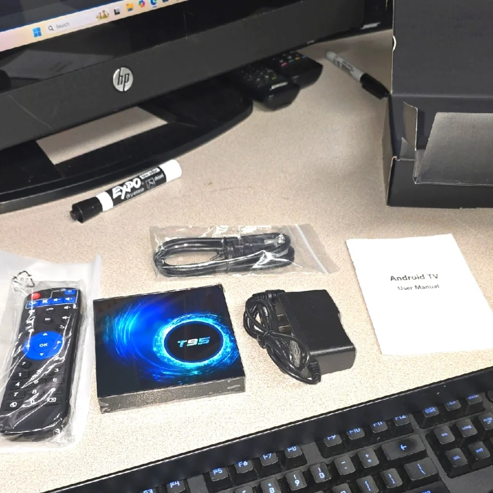 New T95 Android TV Box with Remote and Accessories